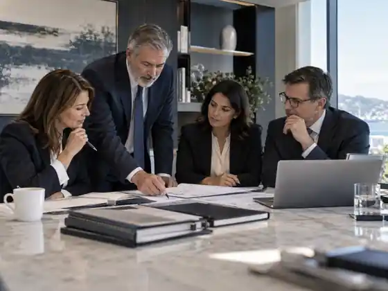 Senior regulatory and quality professionals collaborating on a complex regulatory strategy